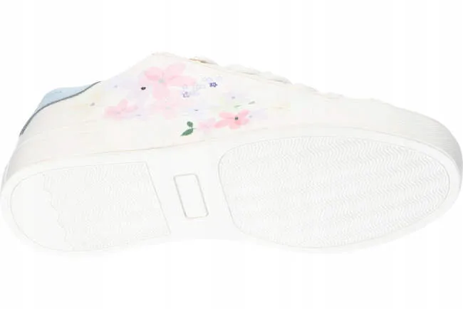 AC Big Girls' White Sneakers with Floral Pattern | 122/22-W