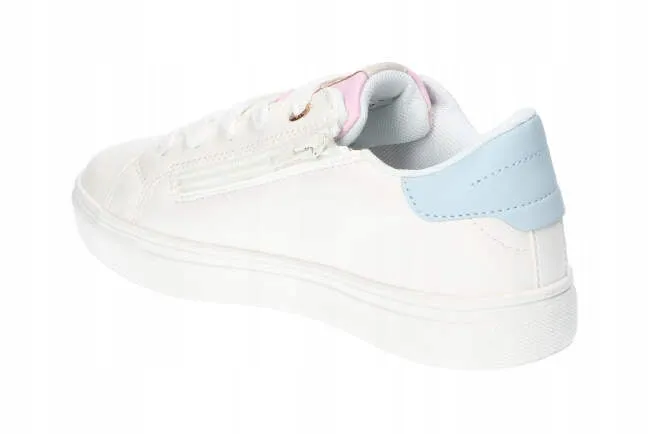 AC Big Girls' White Sneakers with Floral Pattern | 122/22-W