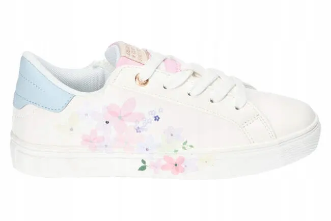 AC Big Girls' White Sneakers with Floral Pattern | 122/22-W