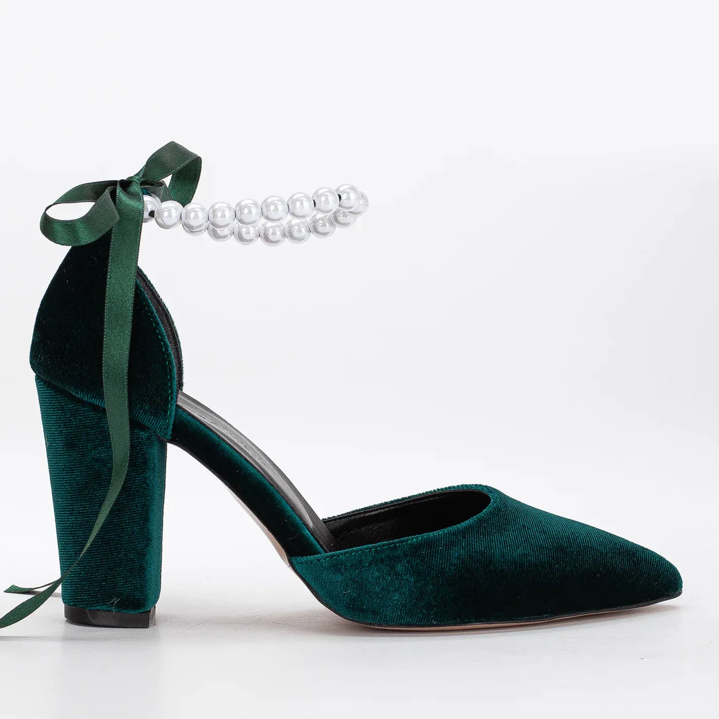 Agnes - Green Velvet Heels
