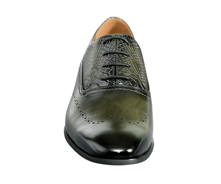 Amali Burke Men's Olive Green Oxford Leather Sophisticated Elegance