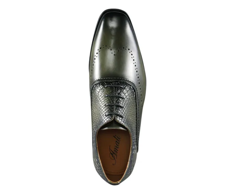 Amali Burke Men's Olive Green Oxford Leather Sophisticated Elegance