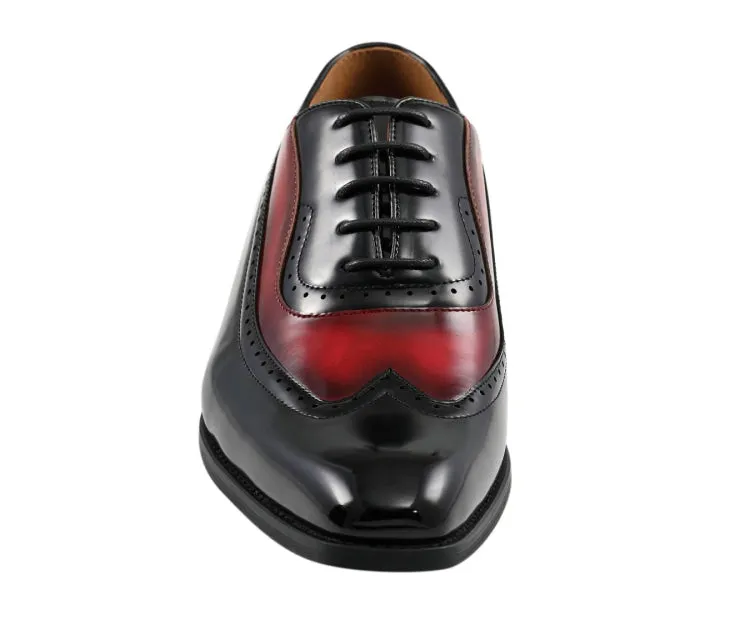 Amali Everett Two Tone Wingtip Oxfords Men's Pu Leather Black Red