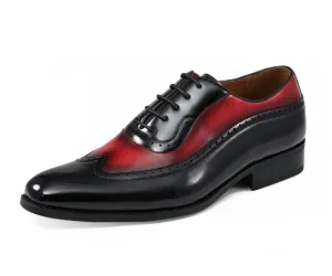 Amali Everett Two Tone Wingtip Oxfords Men's Pu Leather Black Red