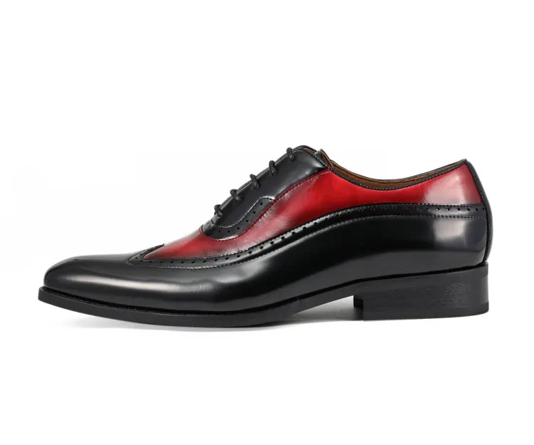 Amali Everett Two Tone Wingtip Oxfords Men's Pu Leather Black Red