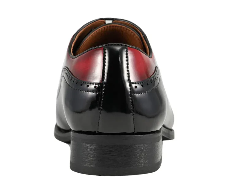 Amali Everett Two Tone Wingtip Oxfords Men's Pu Leather Black Red