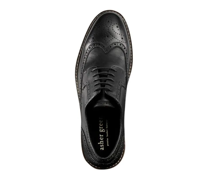 Asher Green Ag1784 Men’s Wingtip Black Genuine Leather Shoes
