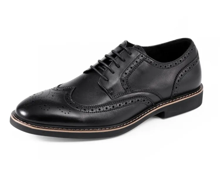 Asher Green Ag1784 Men’s Wingtip Black Genuine Leather Shoes