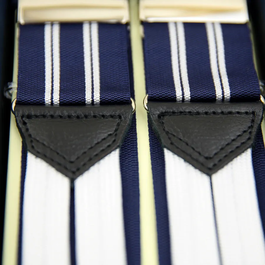 Barathea Braces - Navy / White II