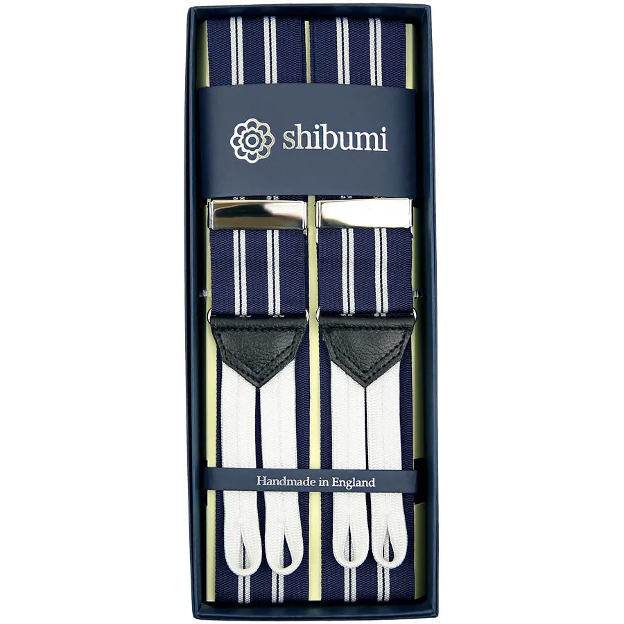 Barathea Braces - Navy / White II