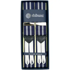 Barathea Braces - Navy / White II