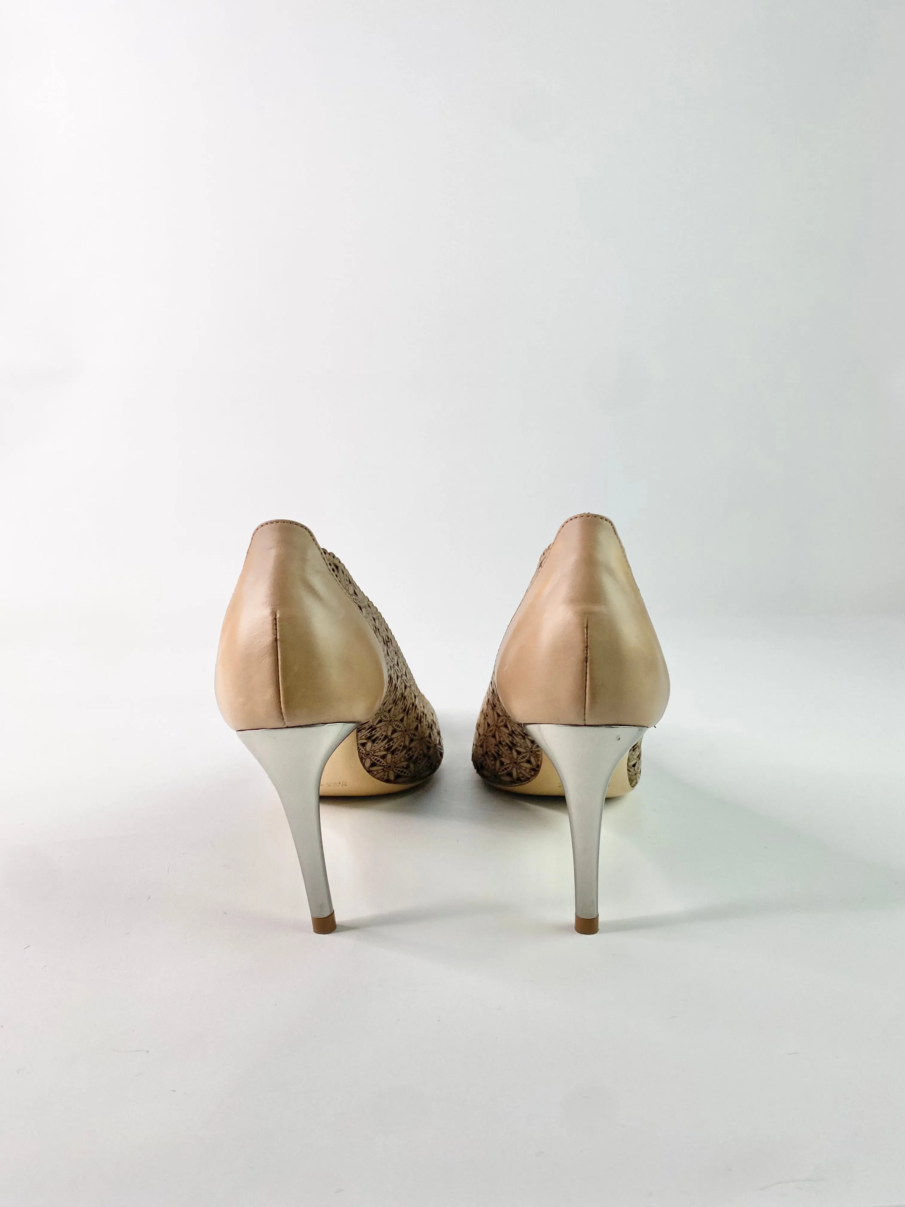 Bianca Buccheri Laser Cut Floral Sandalwood Stilettos - EU36