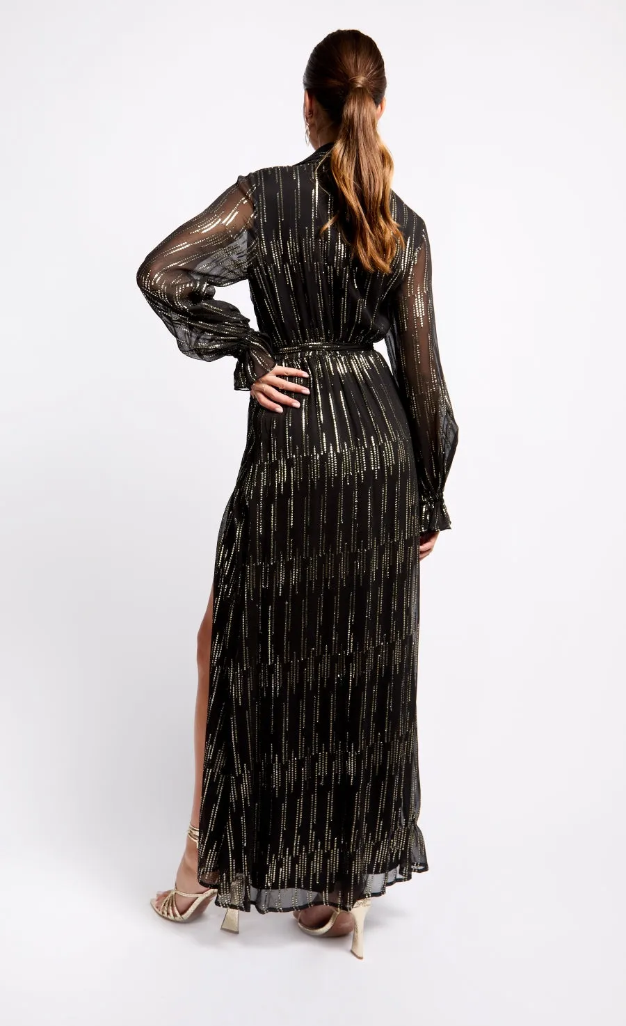 Black and Gold Maxi Wrap Dress by Vogue Williams