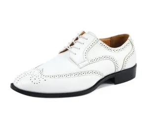 Bolano Elwyn White Men’s Derby Brogue Pu Leather Shoes