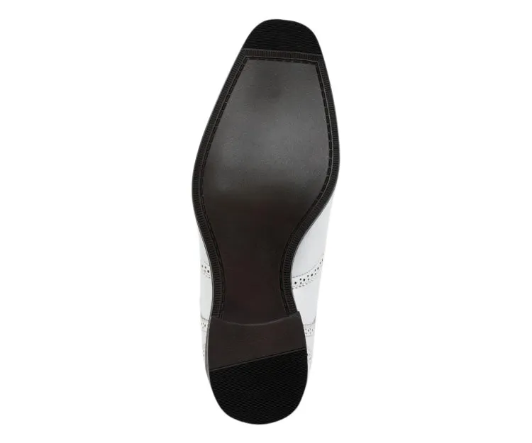 Bolano Elwyn White Men’s Derby Brogue Pu Leather Shoes