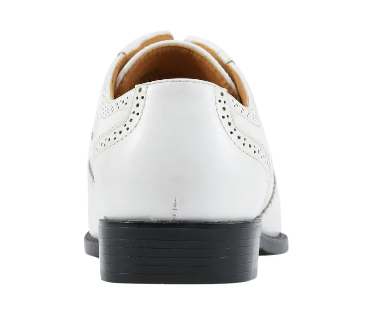 Bolano Elwyn White Men’s Derby Brogue Pu Leather Shoes