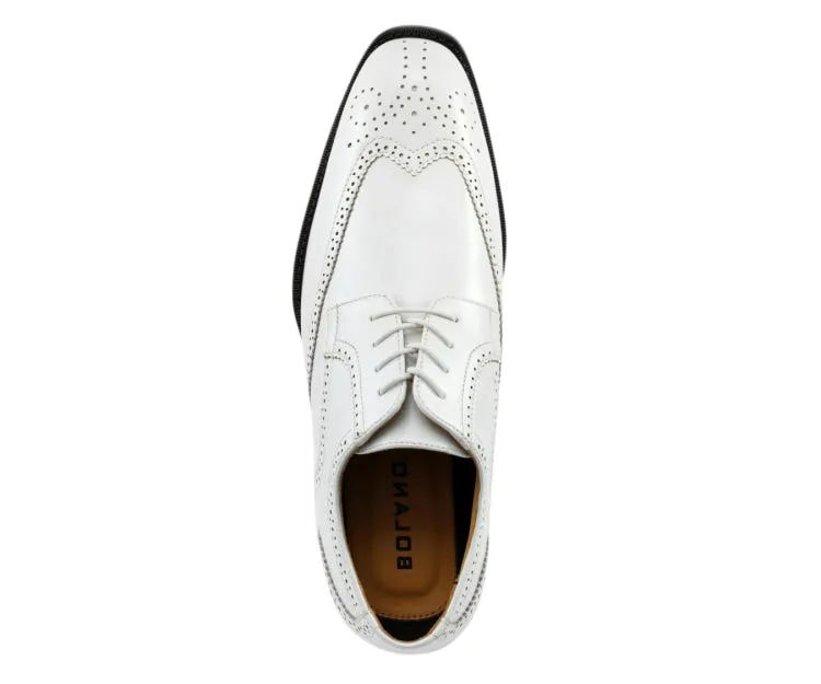 Bolano Elwyn White Men’s Derby Brogue Pu Leather Shoes