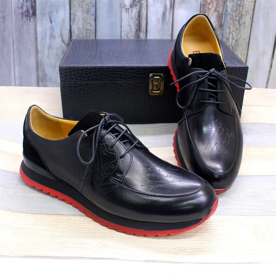 BREX Men's Lace-up Leather Non-Slip Sneakers