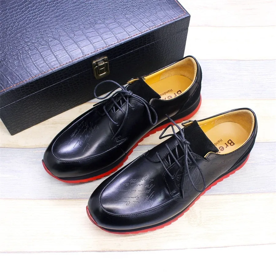 BREX Men's Lace-up Leather Non-Slip Sneakers