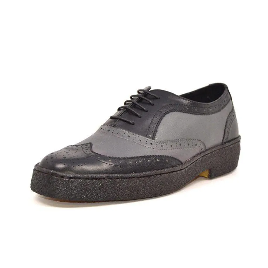 British Walkers Playboy Original Wingtips Men's Gray and Black Leather Custom Made Low Cut Oxfords