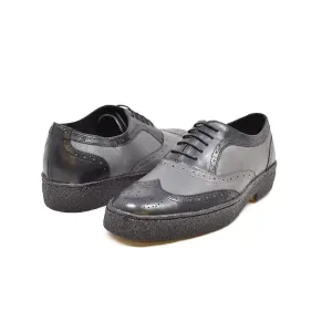 British Walkers Playboy Original Wingtips Men's Gray and Black Leather Custom Made Low Cut Oxfords