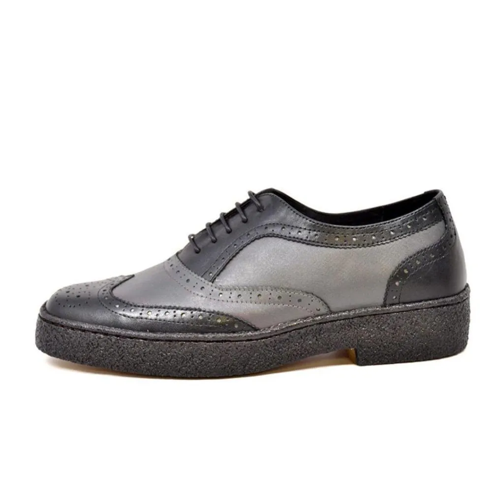 British Walkers Playboy Original Wingtips Men's Gray and Black Leather Custom Made Low Cut Oxfords