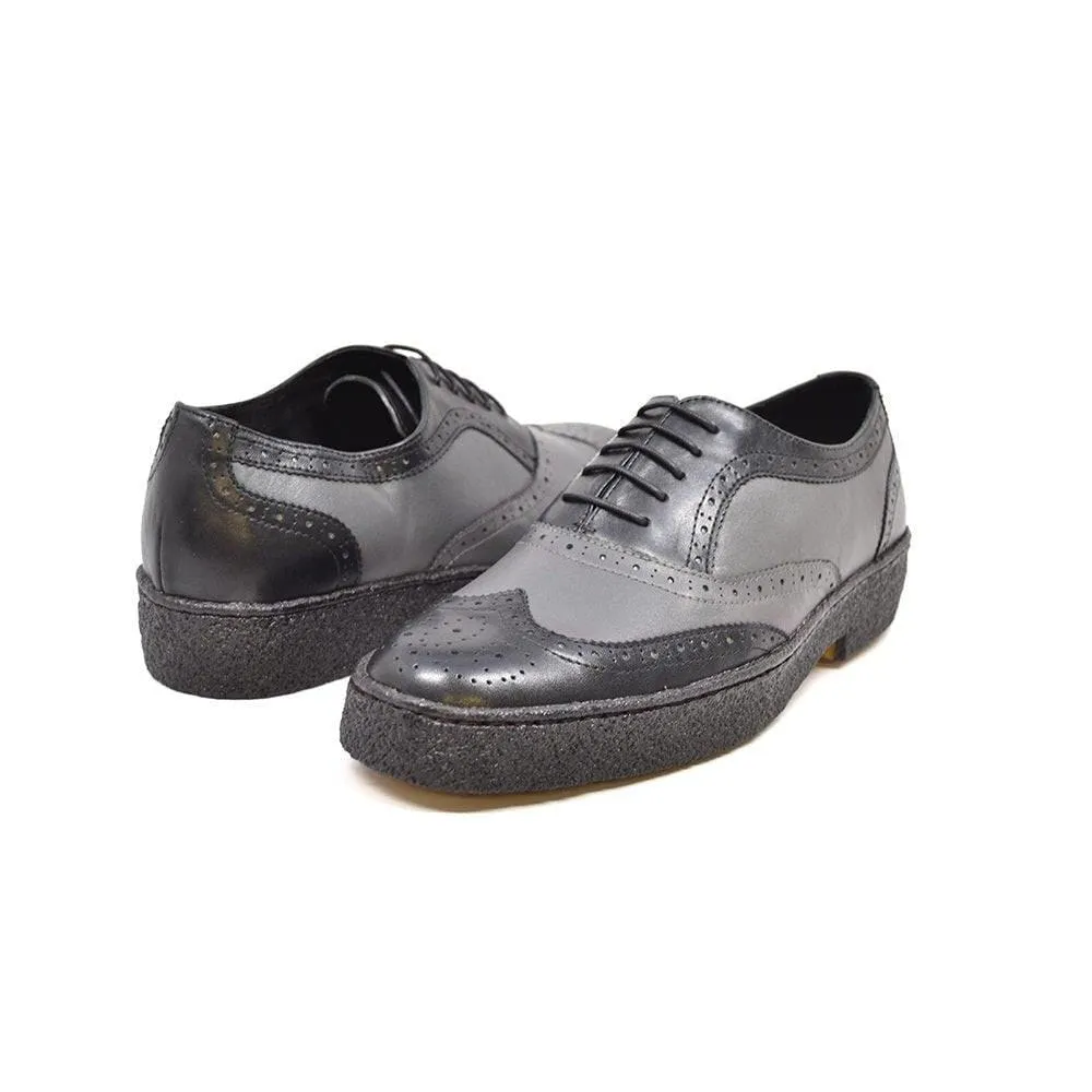 British Walkers Playboy Original Wingtips Men's Gray and Black Leather Custom Made Low Cut Oxfords