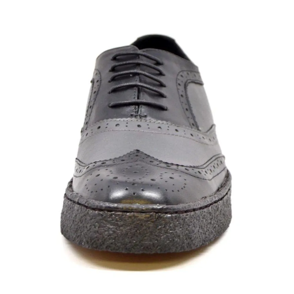 British Walkers Playboy Original Wingtips Men's Gray and Black Leather Custom Made Low Cut Oxfords