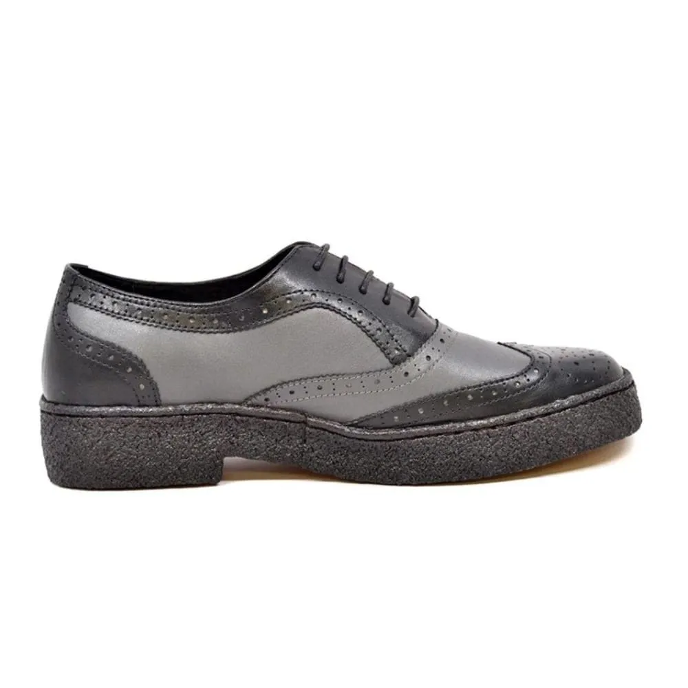 British Walkers Playboy Original Wingtips Men's Gray and Black Leather Custom Made Low Cut Oxfords