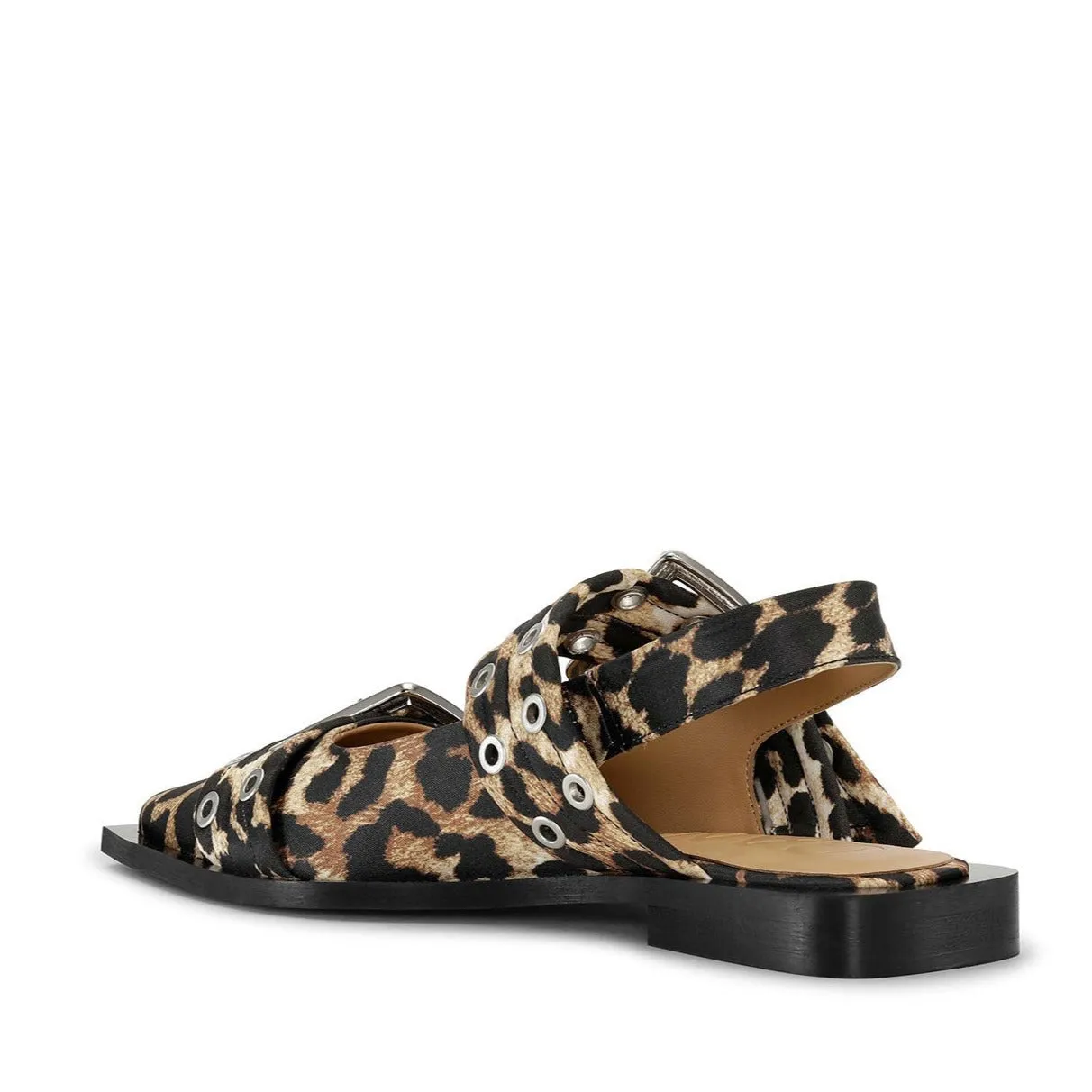 BUCKLE BALLERINA FLATS | LEOPARD SATIN