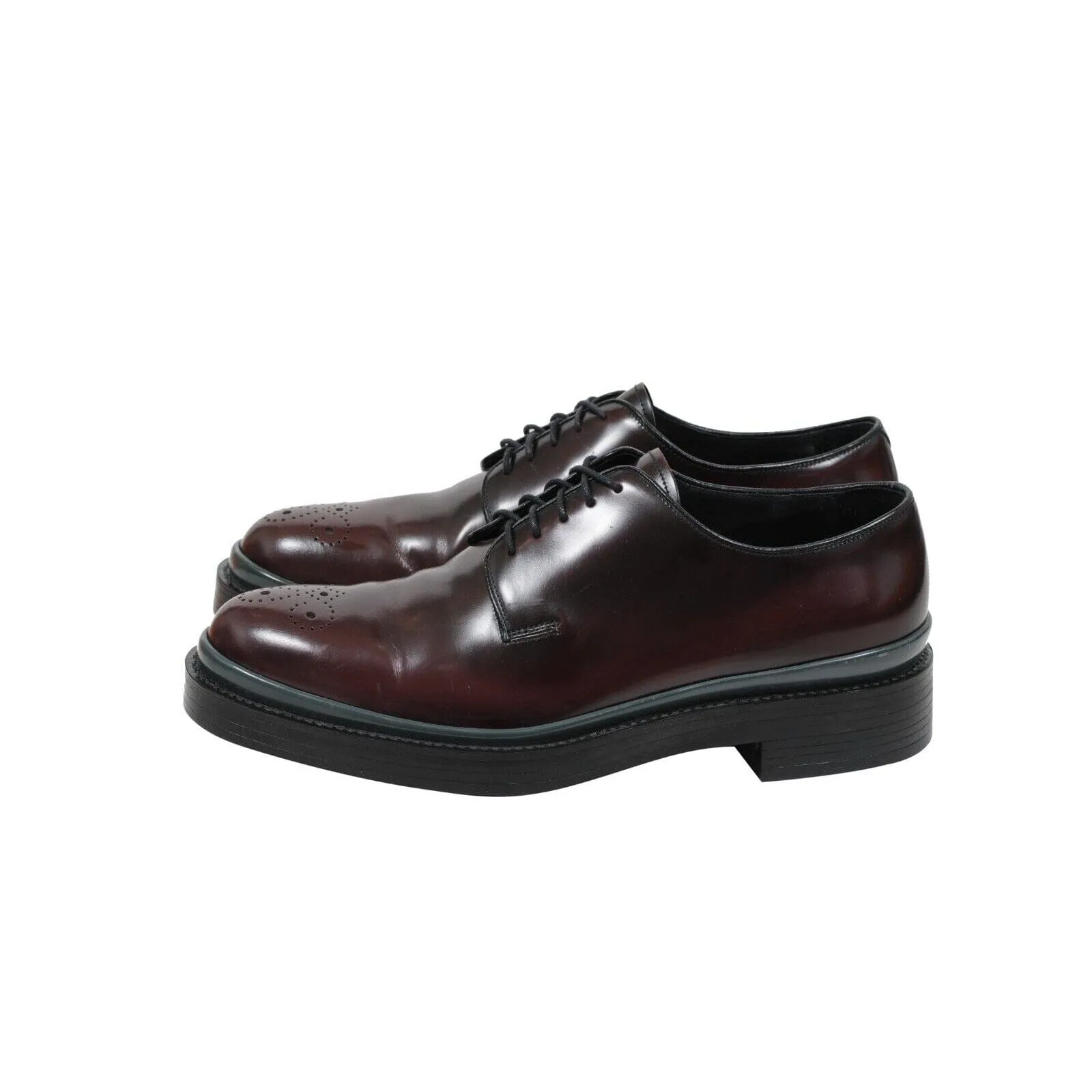 Burgundy Leather Medallion Derby Oxfords