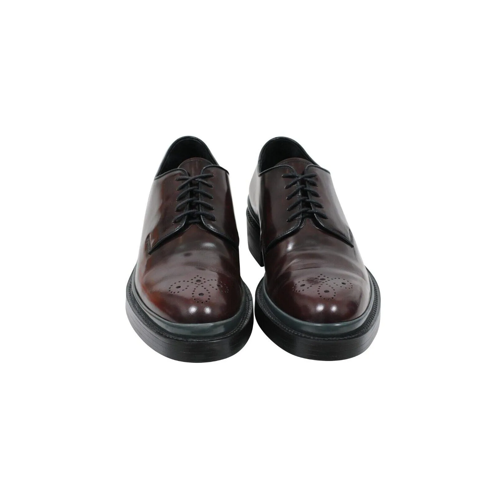 Burgundy Leather Medallion Derby Oxfords