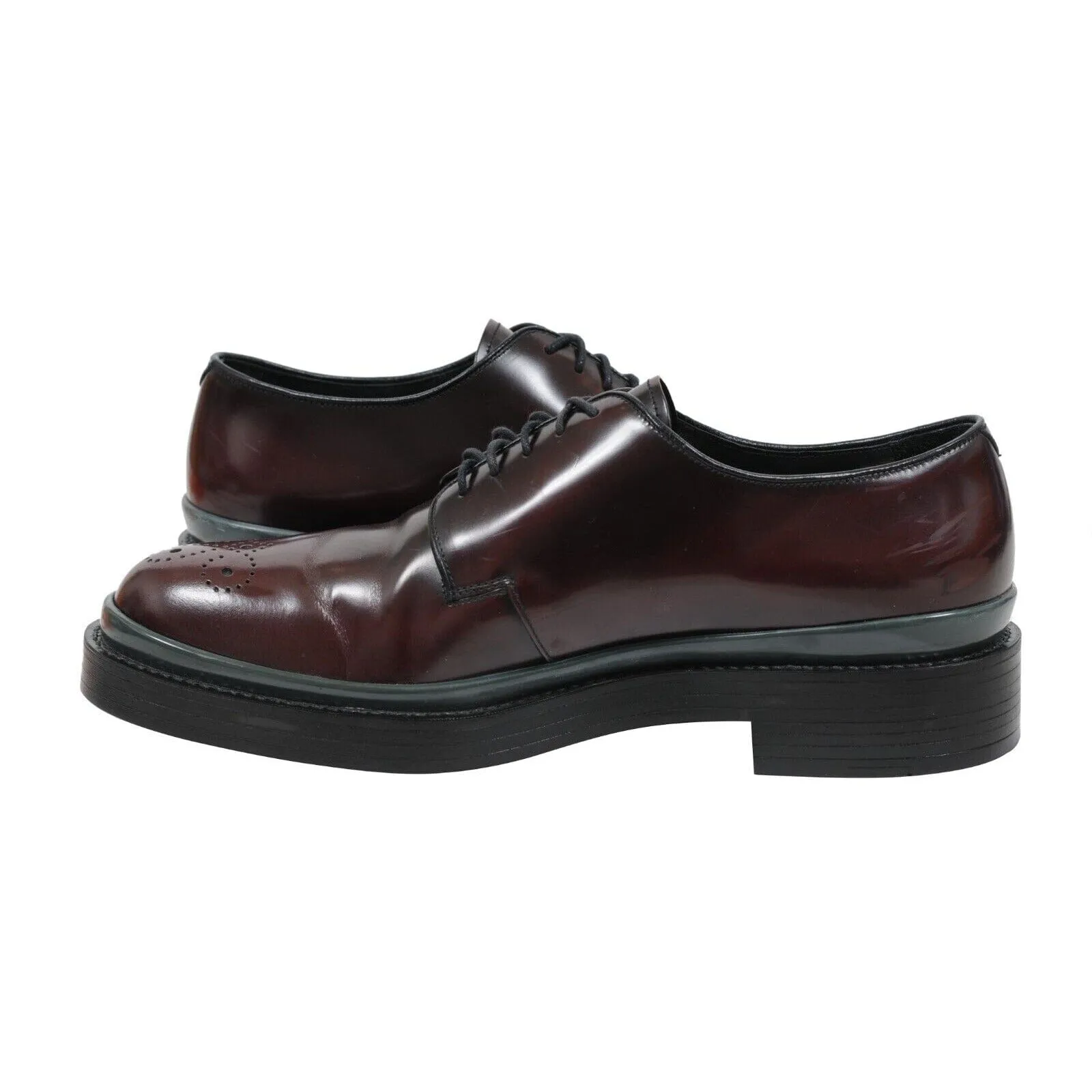 Burgundy Leather Medallion Derby Oxfords