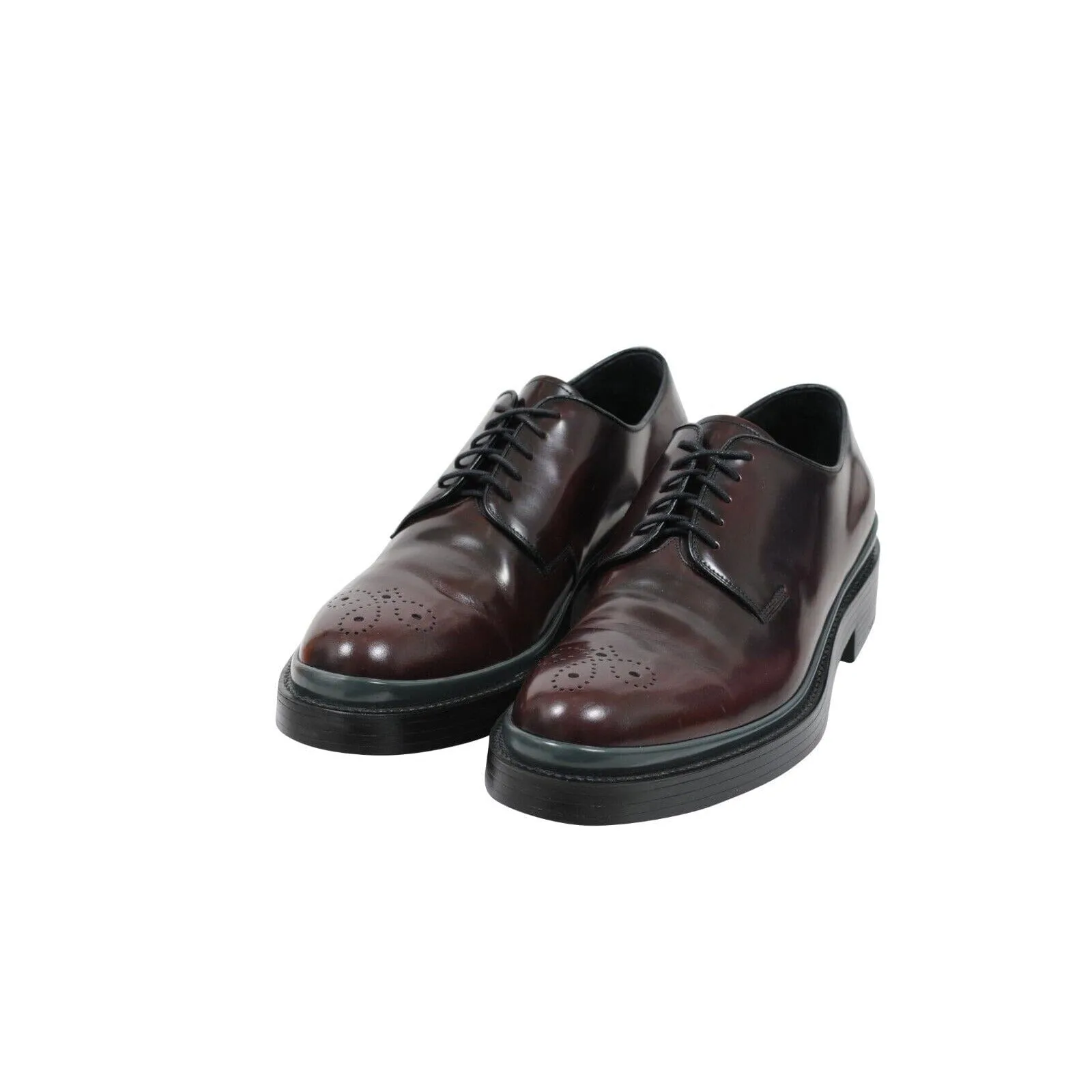 Burgundy Leather Medallion Derby Oxfords