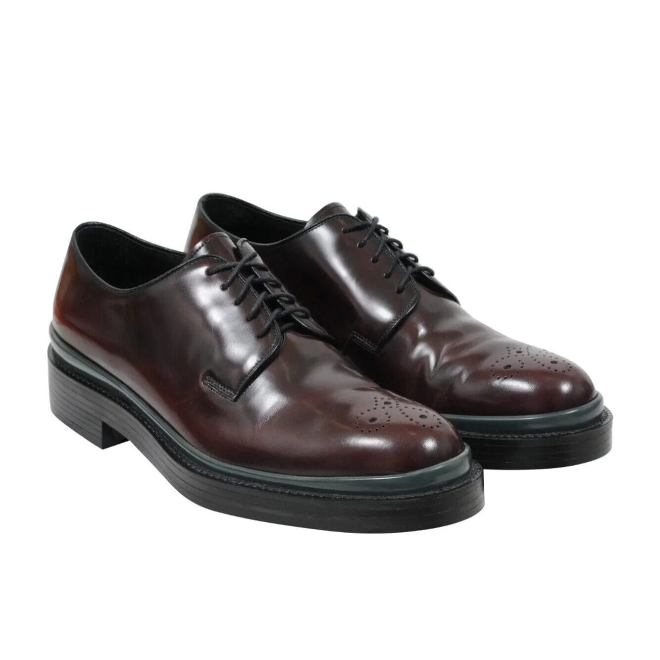 Burgundy Leather Medallion Derby Oxfords