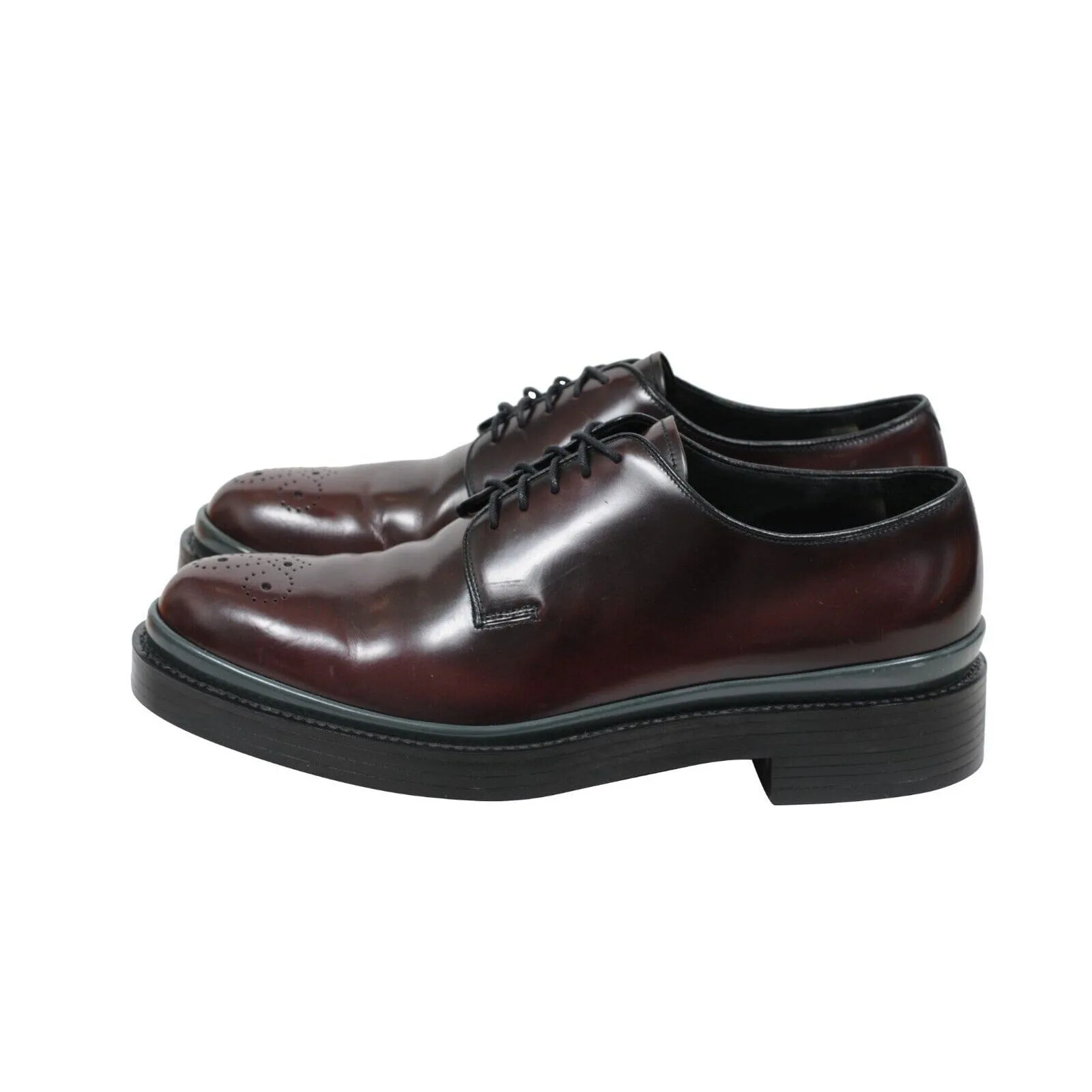 Burgundy Leather Medallion Derby Oxfords