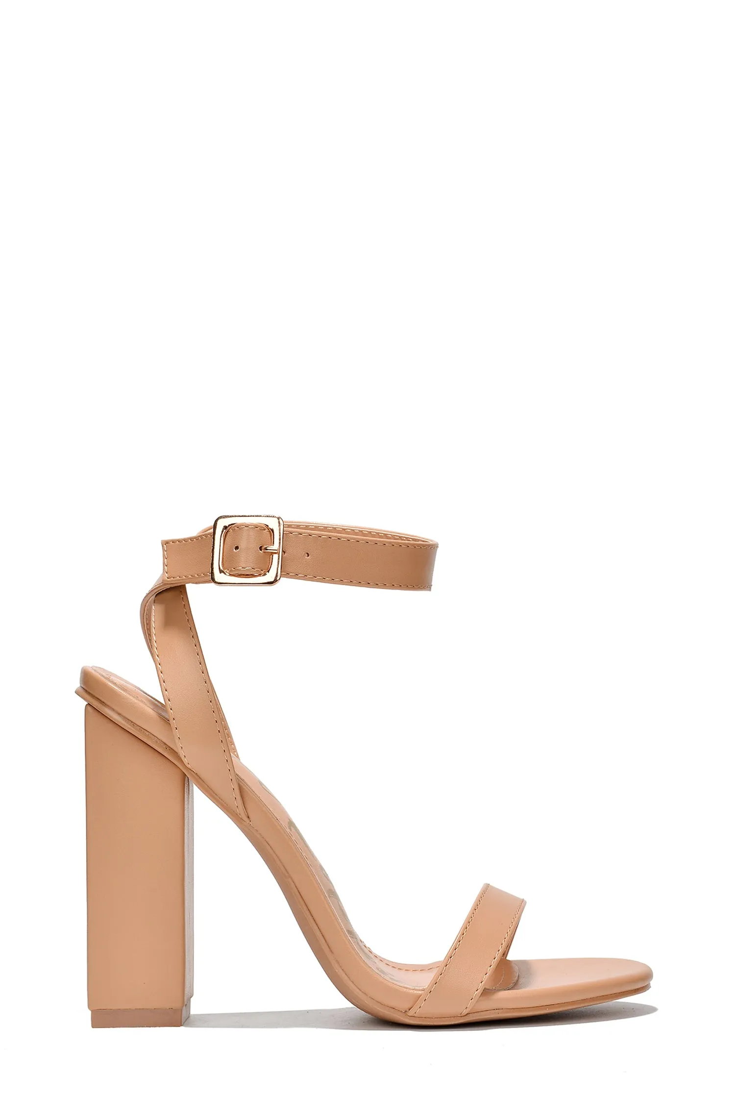Cape Robbin Maria-2 Nude Pu Block High Heel Transparent Open Toe Fashion Pumps