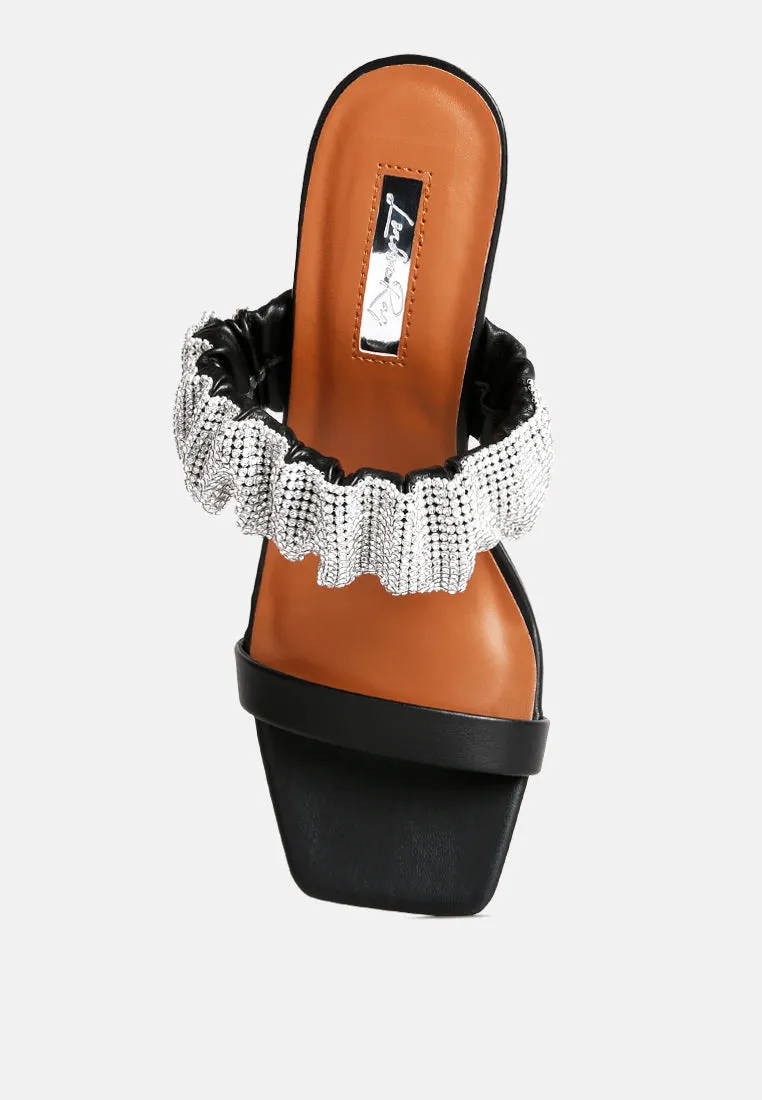 cherry blossom diamante ruche strap sandals