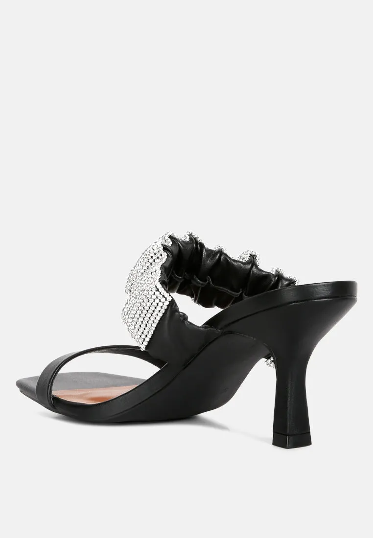 cherry blossom diamante ruche strap sandals