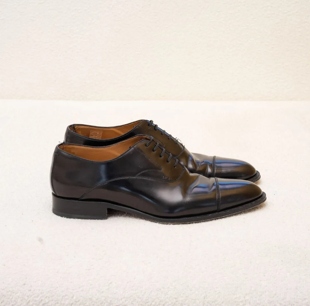 Christian Dior Black Leather Timeless Oxfords Size 9