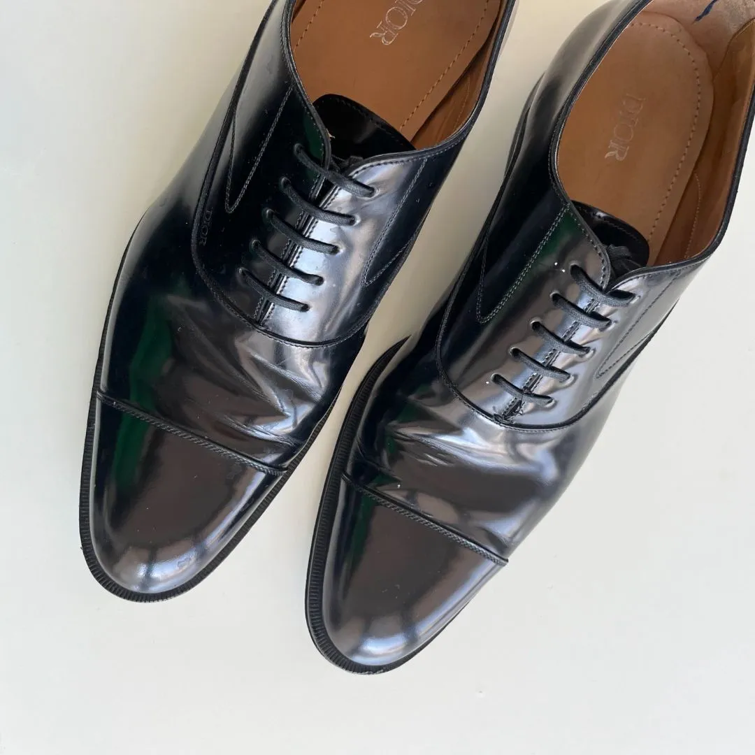 Christian Dior Black Leather Timeless Oxfords Size 9