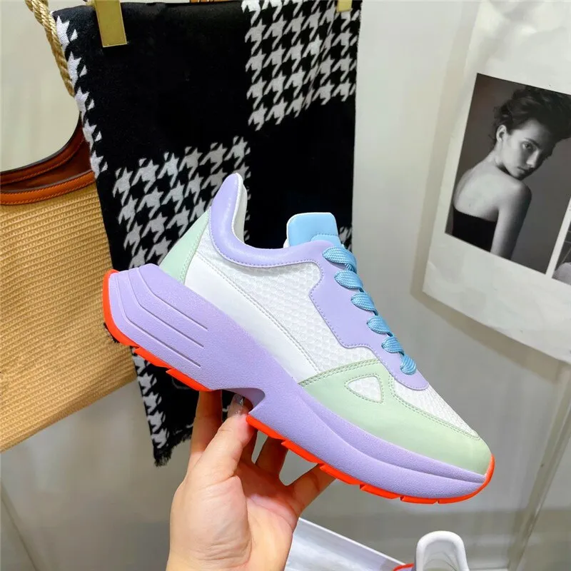 Color matching women's single shoes round toe increased thickness