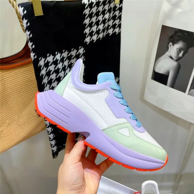 Color matching women's single shoes round toe increased thickness