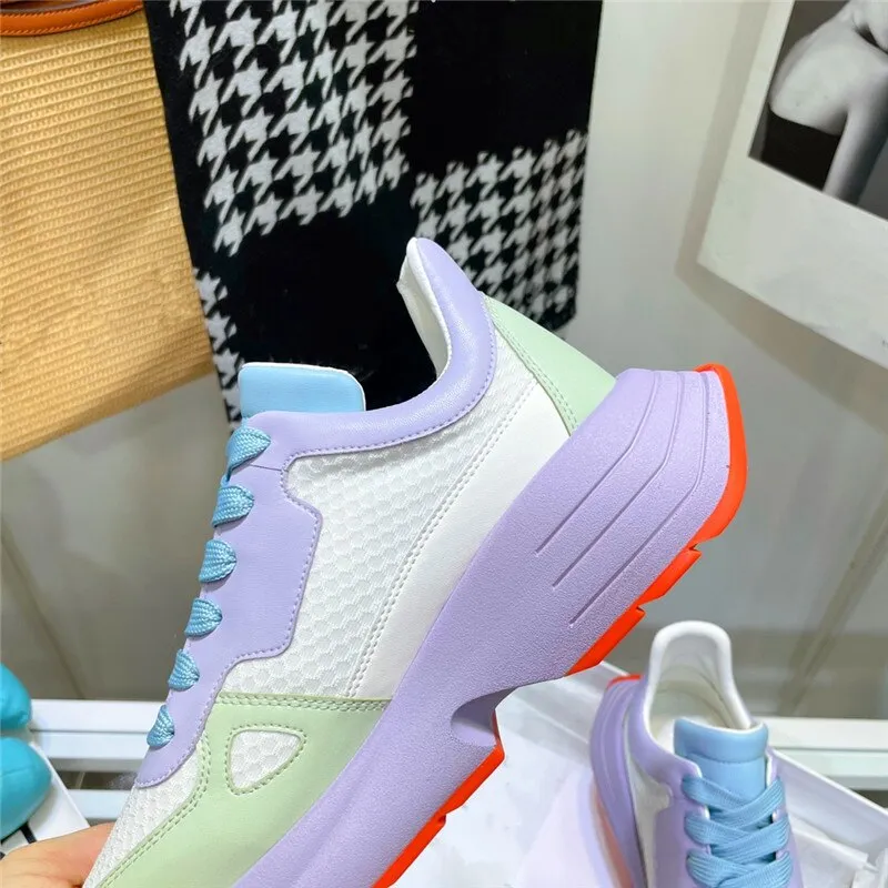 Color matching women's single shoes round toe increased thickness