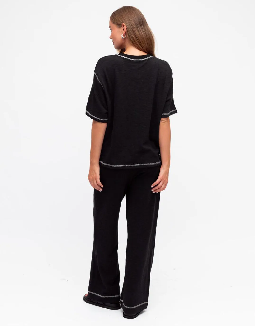 Contrast Stitch Top - Black