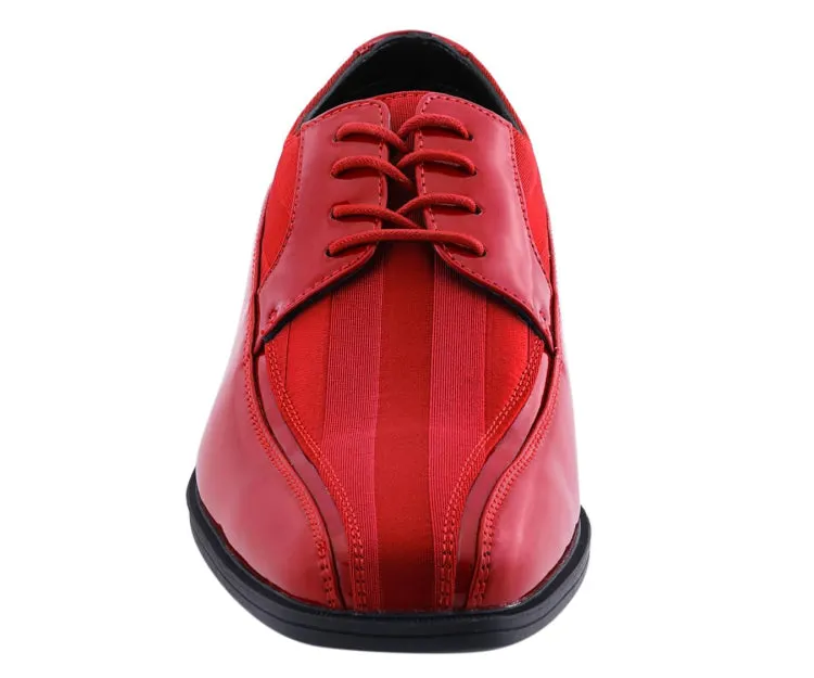 Crimson Elegance Men's Patent Leather Dress Shoes