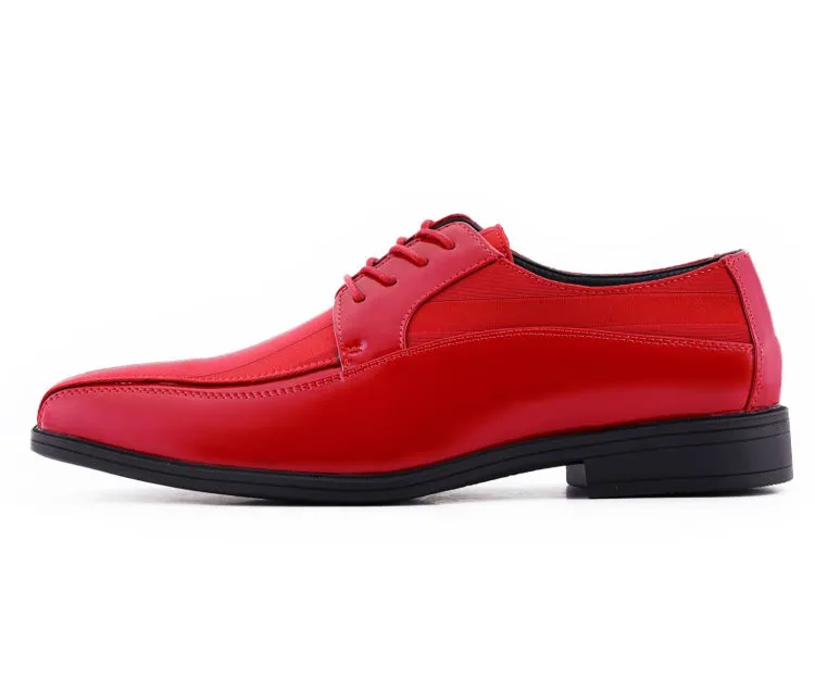 Crimson Elegance Men's Patent Leather Dress Shoes