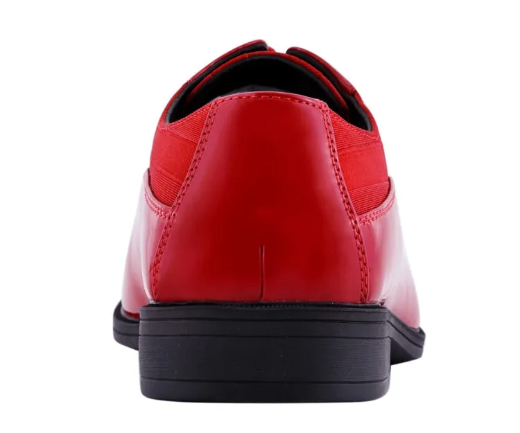 Crimson Elegance Men's Patent Leather Dress Shoes