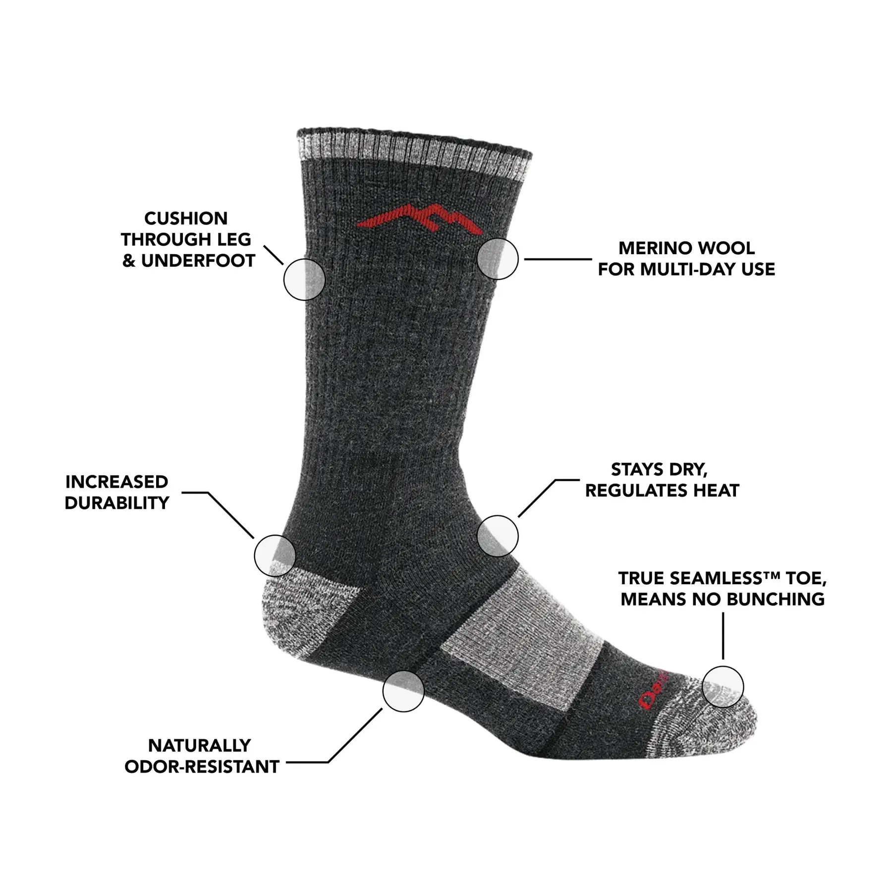 Darn Tough 1403 Men's Hiker Boot Midweight Hiking Sock - Eclipse