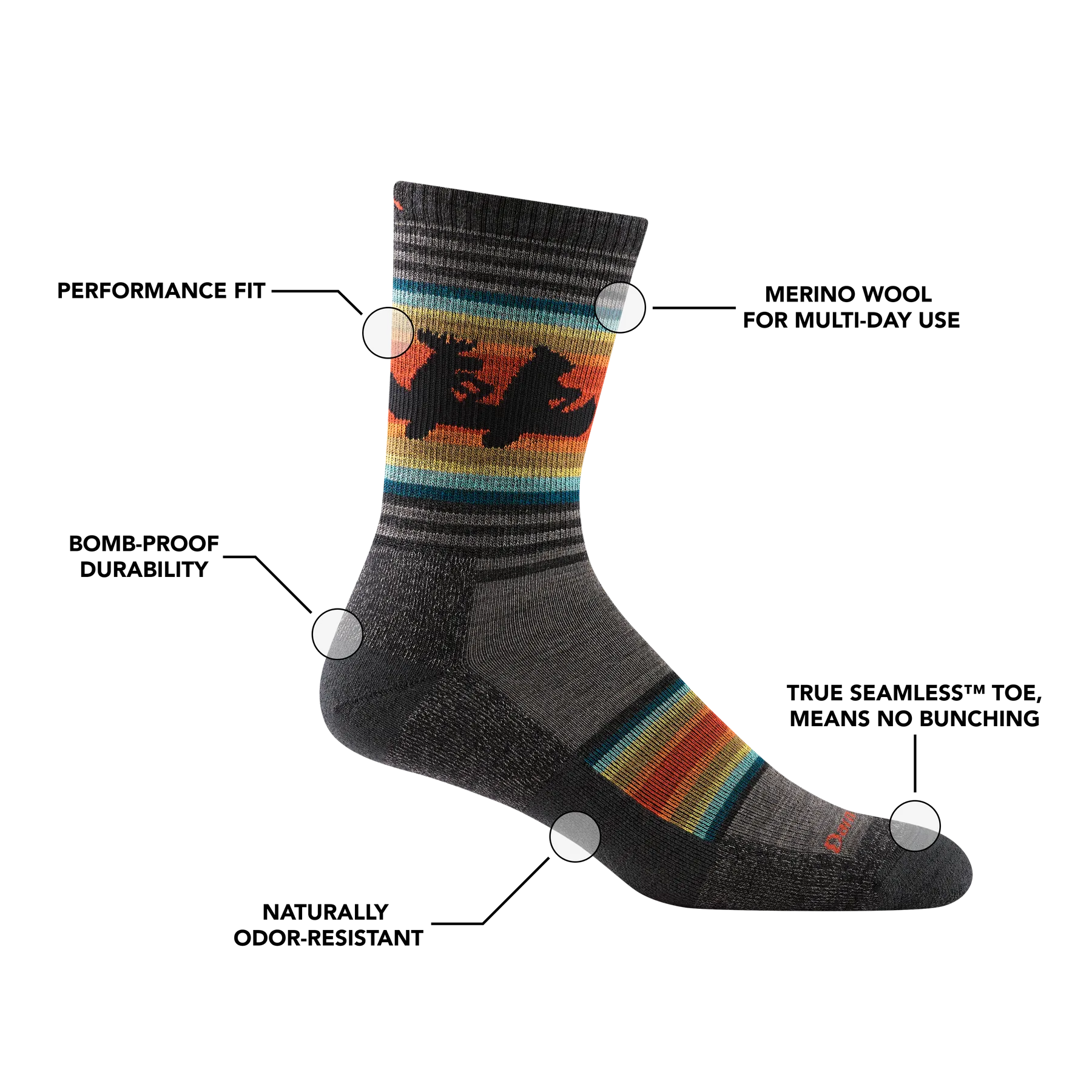 Darn Tough Men's Willoughby Micro Crew Lightweight Hiking Sock - Lava